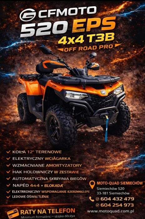 Quad Cf Moto 520 EPS 4x4 *Raty*Dostawa*Gwarancja*Homologacja