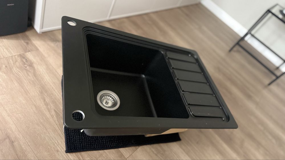 Zlewozmywak granitowy czarny Romesco – 1-komorowy z ociekaczem