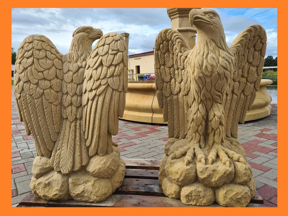 Rzeźba orzeł z piaskowca | 90×60×45 cm | Ręcznie wykonana