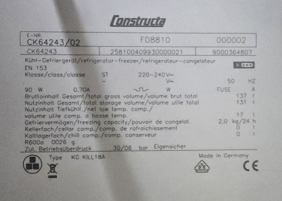 Loduwka podblatowa do zabudowy