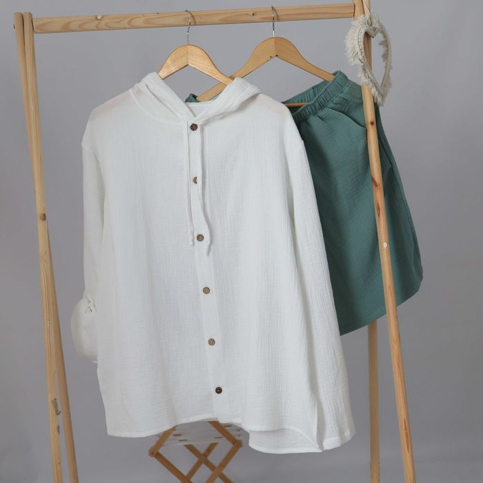 Чоловіча пляжна біла туніка + шорти, одяг з бавовни