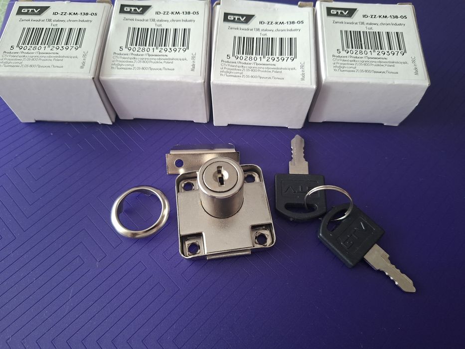 Zamek kwadrat 138, stalowy, chrom industry 1szt