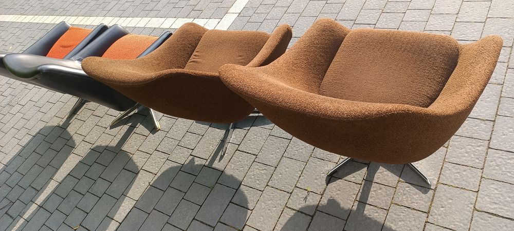 Fotele Obrotowe PRL Bauhaus DDR  PRL Obrotowe Muszelka 4 sztuki