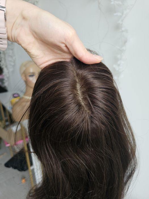 Topper z włosów naturalnych Natalia brąz zagęszczenie tupet