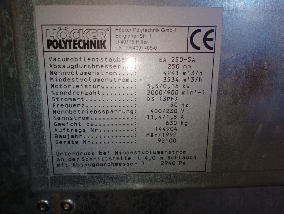 Wyciąg trocin,odciąg pyłu,filtr Hocker Polytechnik  okazja