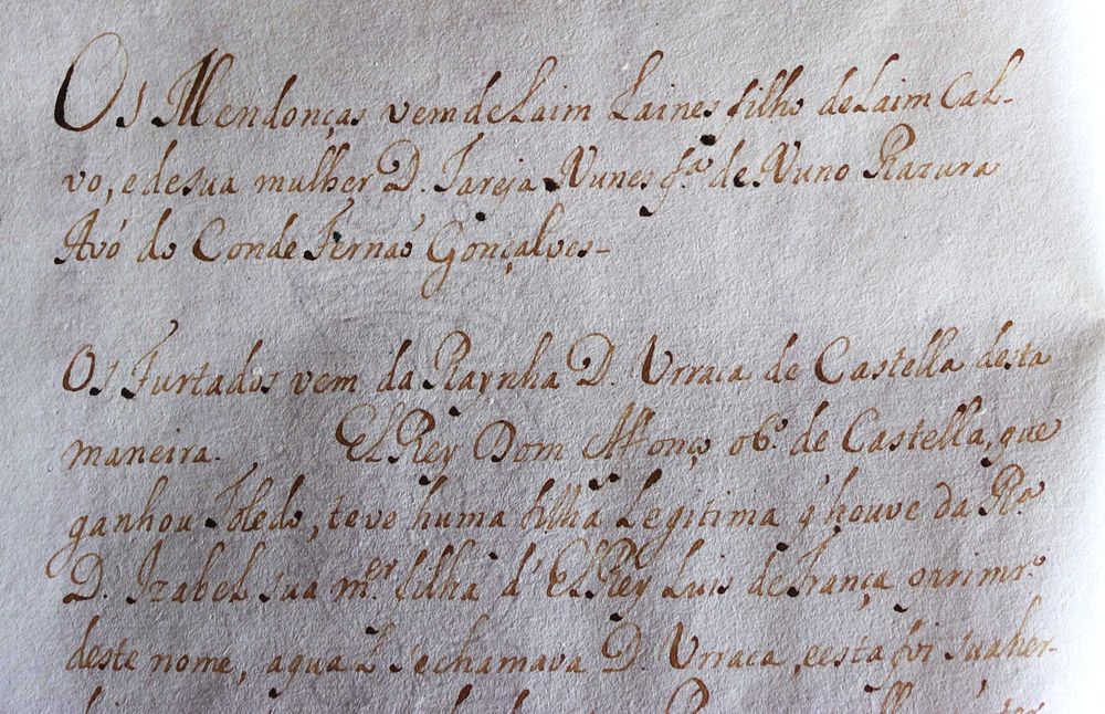 Título dos Furtados de Mendonça - origens e genealogia manuscrito antigo