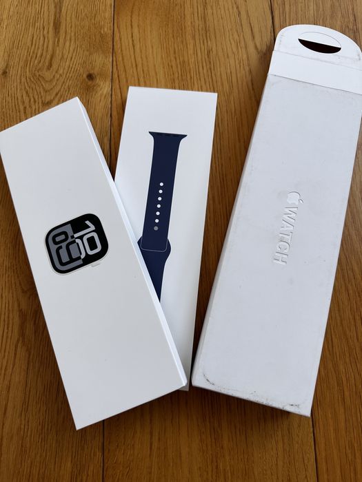 Apple Watch Series 10 GPS, 46mm Silver Aluminum Case with Denim Sport Band