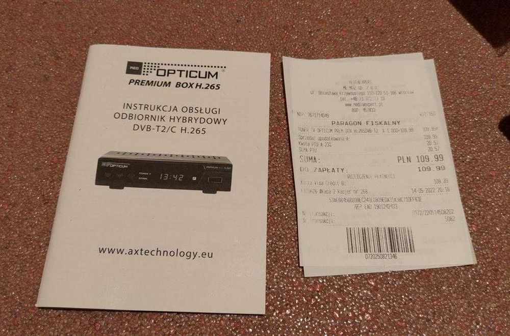 Dekoder TV OPTICUM Premium Box H.265  DVB T2/C