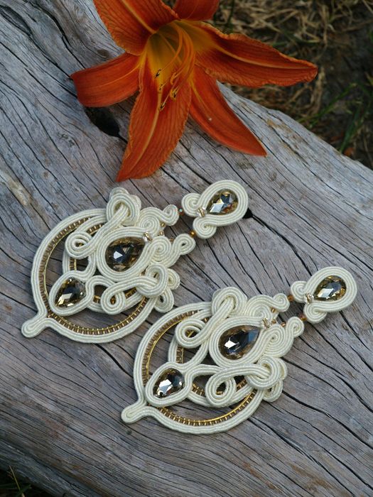 boho ślubne kolczyki sutasz glamour