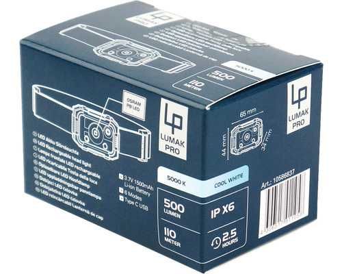 Czołówka lampa czołowa LumakPro Osram 500lm USB-C 3 tryby świecenia