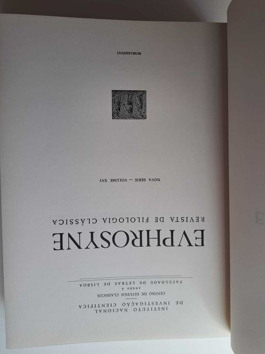 Euphrosyne Revista de Filologia Clássica Vol. XVI - PORTES GRÁTIS
