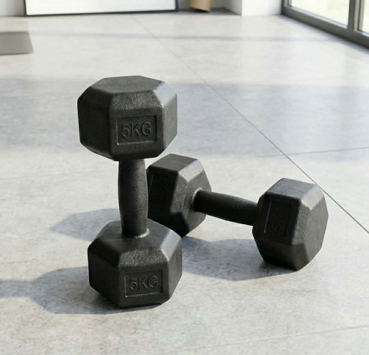 Hantle Bitumiczne 2w1 Hantelki 2x5kg do Domu Ćwiczeń na Trening Nowe