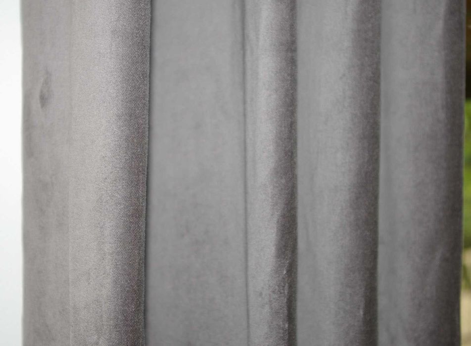 Zasłony na okno Ikea SANELA, szare, welur - 2szt