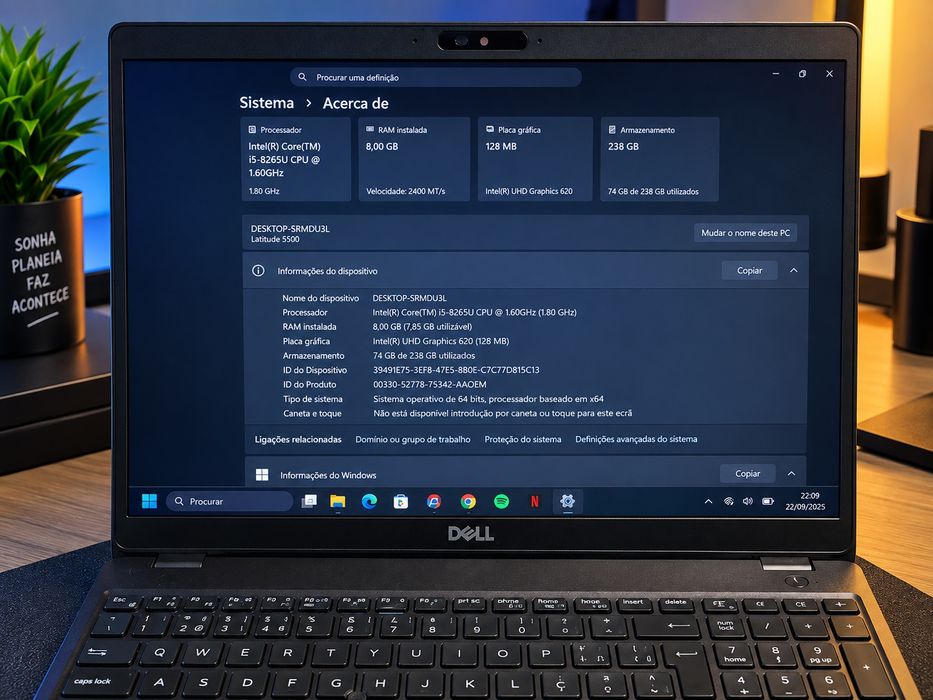 DELL LATITUDE 5500 — i5 | 8GB RAM | SSD | WINDOWS 11 — 250€
