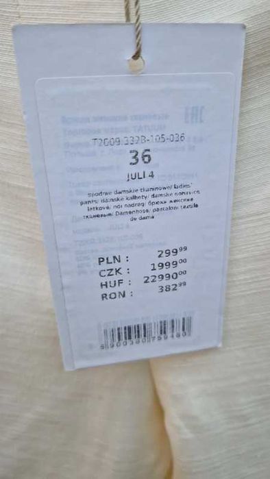 Tatuum garnitur biały ecru kremowy żakiet spodnie cygaretki nowe 36/S