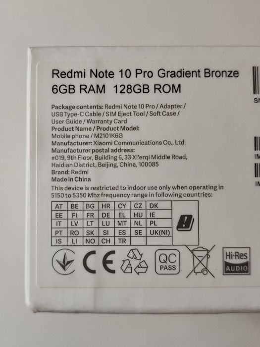 Xiaomi redmi note 10 Pro, 6/128Gb, NFC