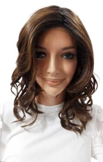 Peruka falowana na mikroskórze Samba -Termohair  brąz ombre