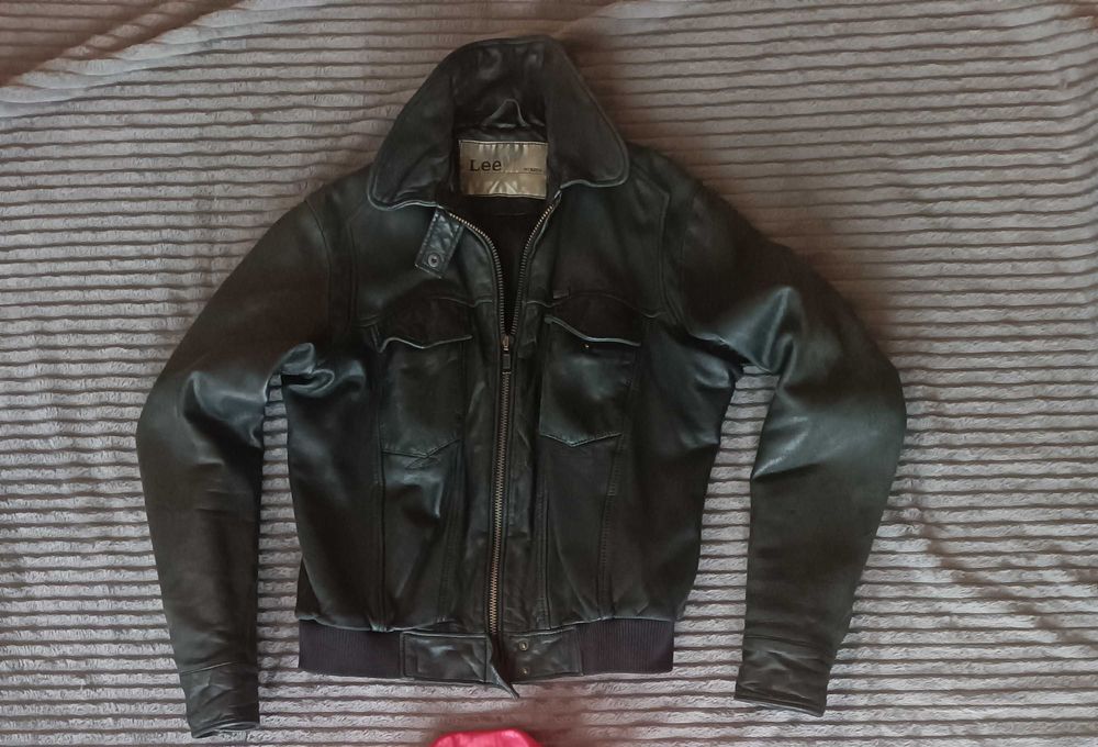 Lee damska skórzana kurtka M – czarna – vintage – skóra naturalna