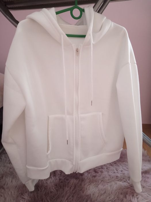 Biała bluza z kapturem XL