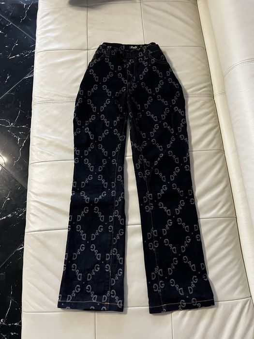 Темно сині прямі джинси монограм Dolce Gabbana