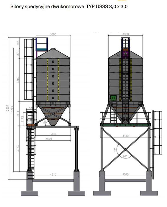 Silos spedycyjny 3,0 × 3,0 m