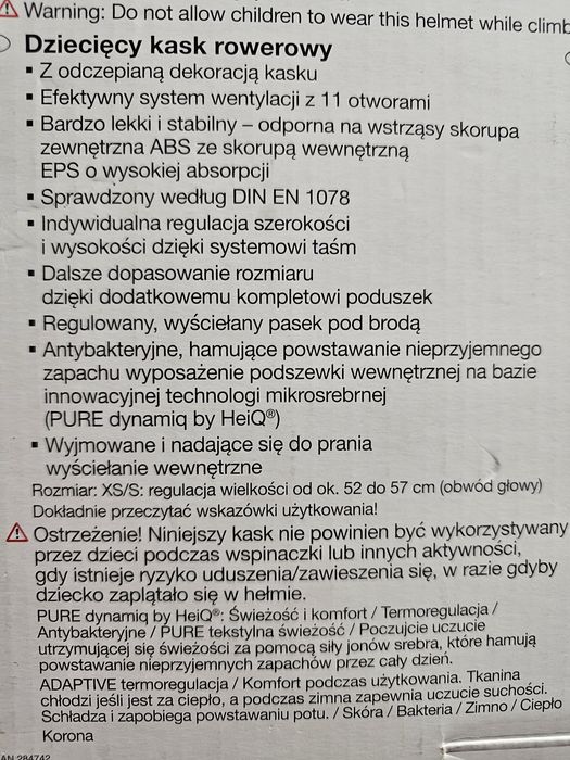 Kask rowerowy Crivit dla dzieci Lidl XS/S dla księżniczki