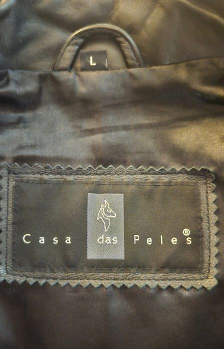 Casaco em Pele Genuína "Casa das Peles" com Picos / Tachas – Tam. L