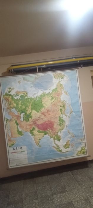 Mapa szkolna z okresu PRL - AZJA.