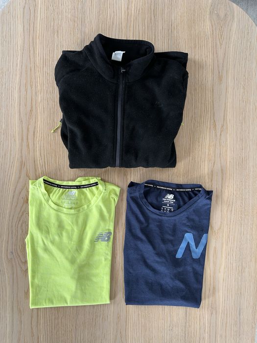 Ubrania sportowe młodzieżowe 14-15 lat - 2 koszulki New Balance Running i bluza polarowa - zestaw