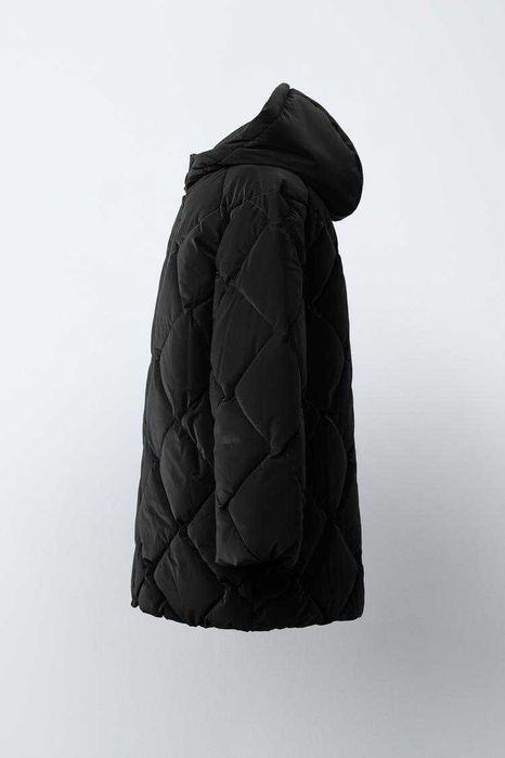 Довге стьобане пальто Zara з гумовим покриттям, 152-156 см.