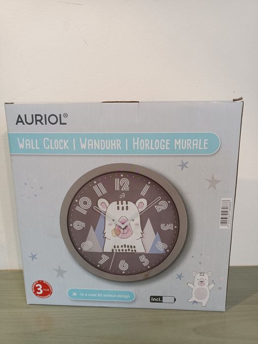 Zegar ścienny do pokoju dziecięcego misio nowy cichy