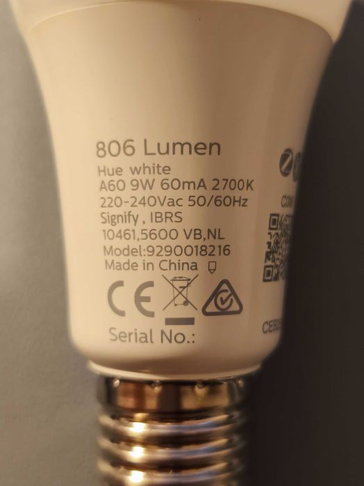 Lâmpadas Inteligentes Philips HUE E27 9W 60mA - 806 Lúmen - 2700K