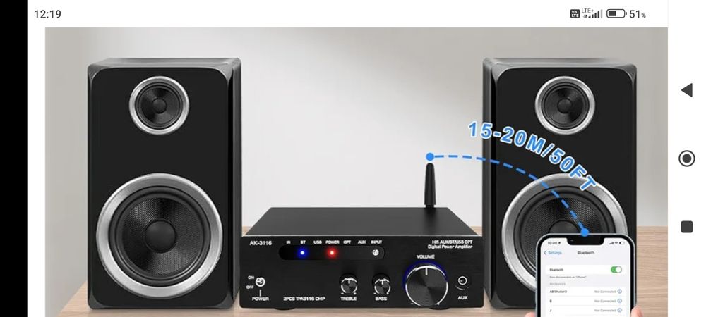 Wzmacniacz AK-3116 HiFi z Bluetooth 5.0