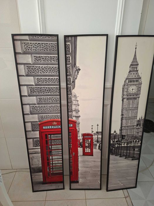 Quadro Tripartido Londres – Big Ben & Cabines Vermelhas