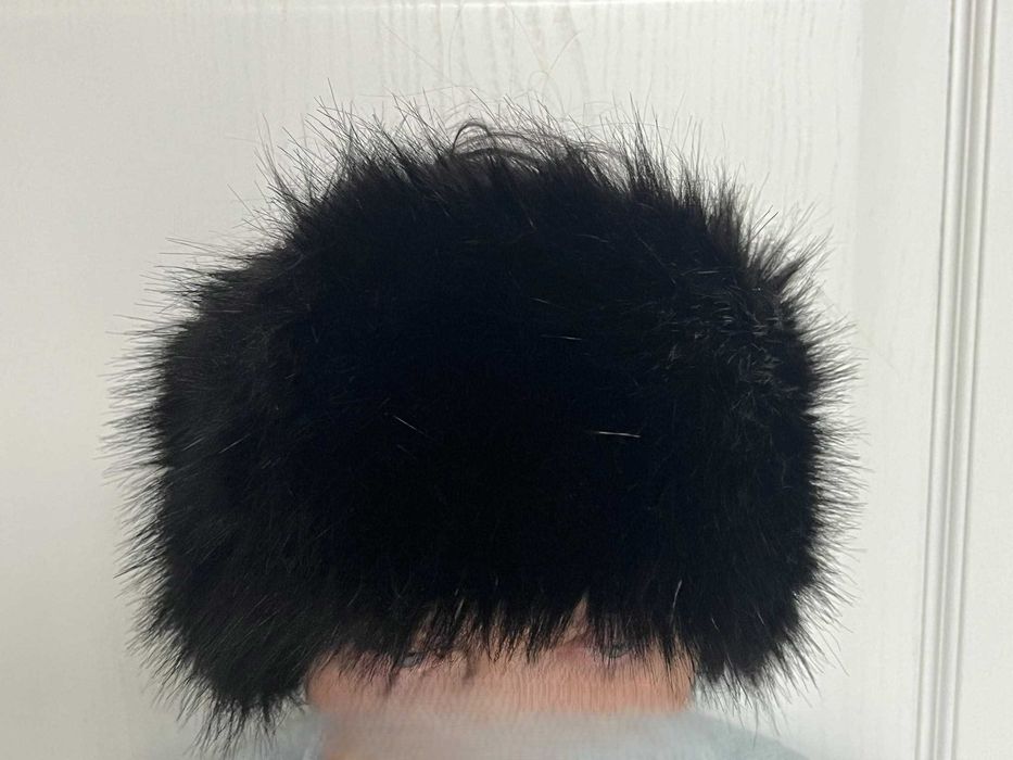 Повязка шарф шапка как новая пушистая меховая черная