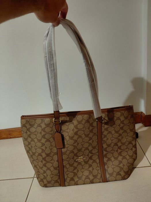 Mala coach bege/castanho