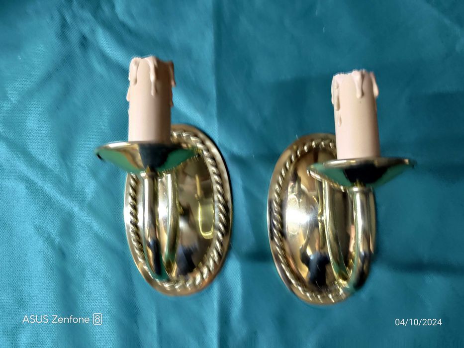 Candeeiros de parede vintage em latão, muito bom estado