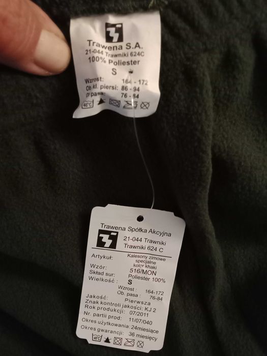 Komplet bielizny zimowej wojskowej roz S