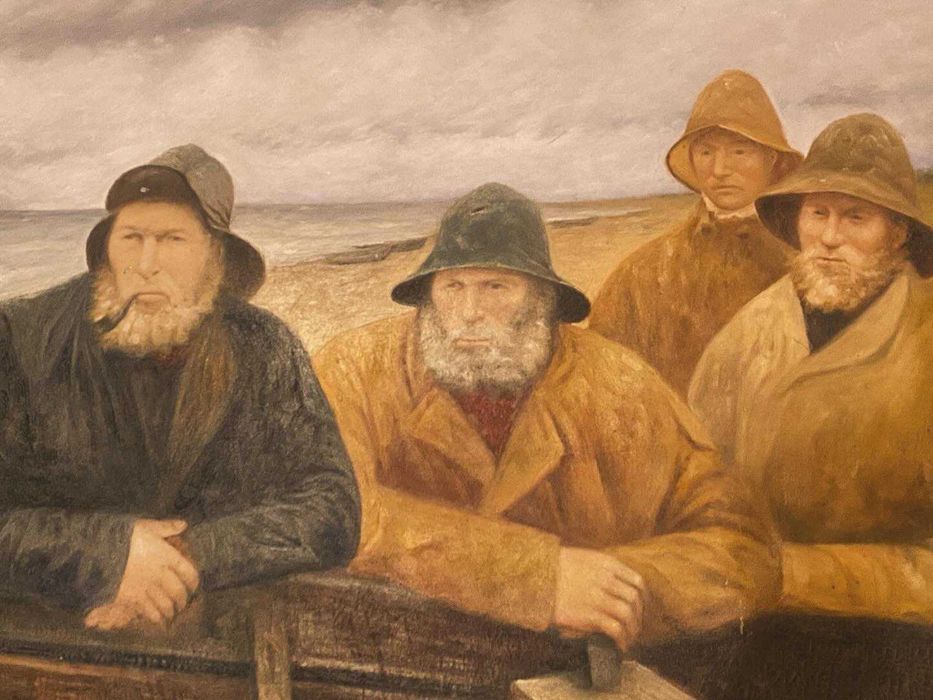 Quadro Ancher Michael Peter Four Fishermen at a Boat on the Beach of S