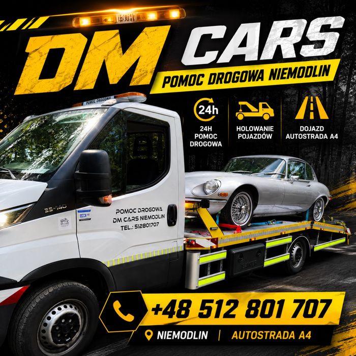 Pomoc drogowa ,laweta transport, naprawy 24 h  usługi Niemodlin DM CARS