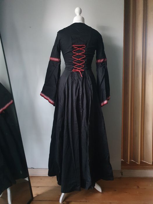 Długa bawełniana sukienka słowiańska gotycka ukrainian folklore pagan goth