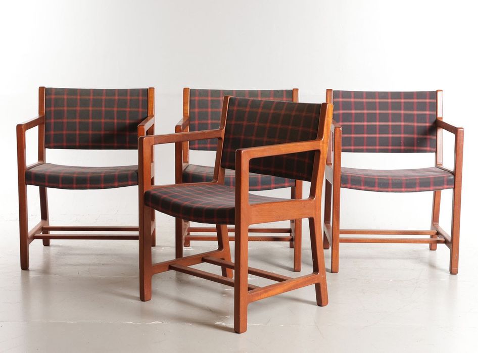 Zestaw 4 foteli by CHRISTIAN HVIDT Søborg Møbelfabrik vintage mahoń