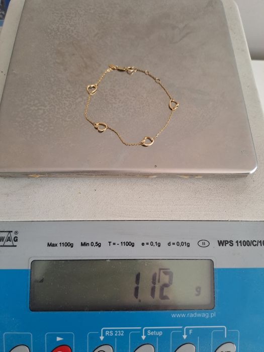 Złota bransoletka z serduszkami p.333 APART