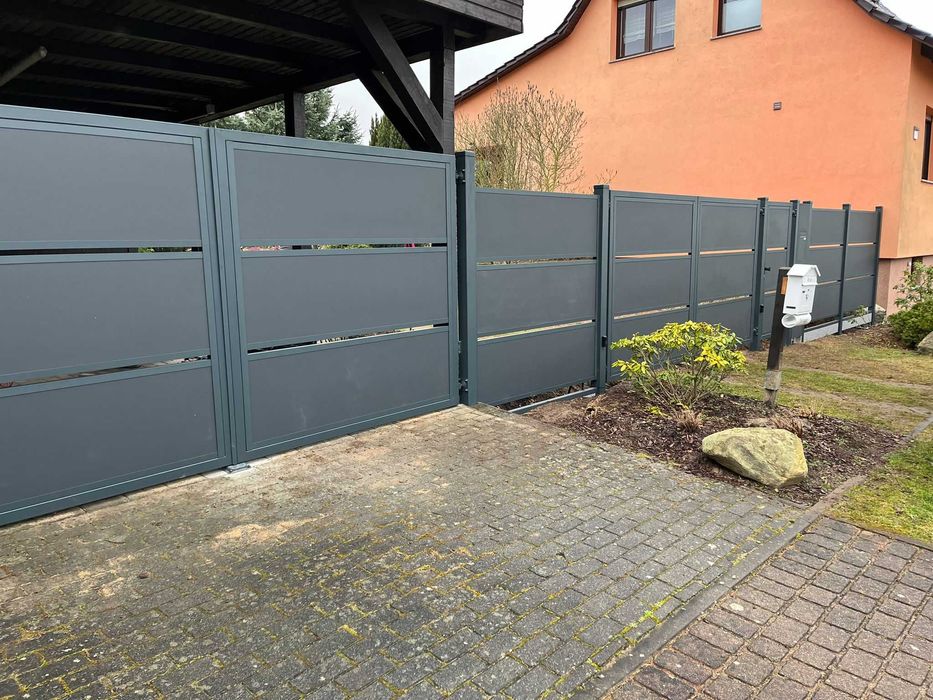 Brama Modułowa Skrzydłowa 350x191,5 cm Antracyt RAL 7016 Styrodur XPS