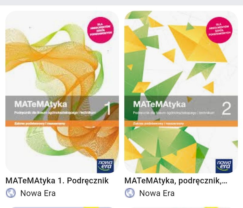 Matematyka 1 i 2 - zestaw. Nowa Era zakres rozszerzony.