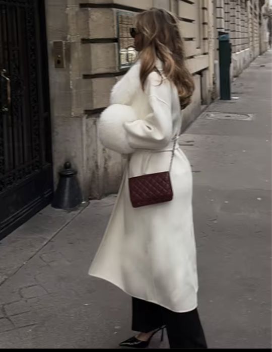 Kontantto plaszcz kaszmirowo welniany futro lis xs-5xl