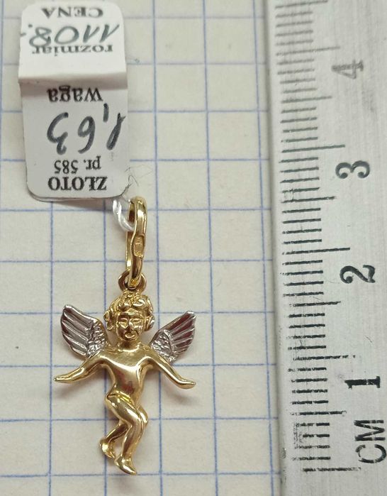 Zawieszka Medalik Anioł Cherubin Złoto 585 NOWE komunia