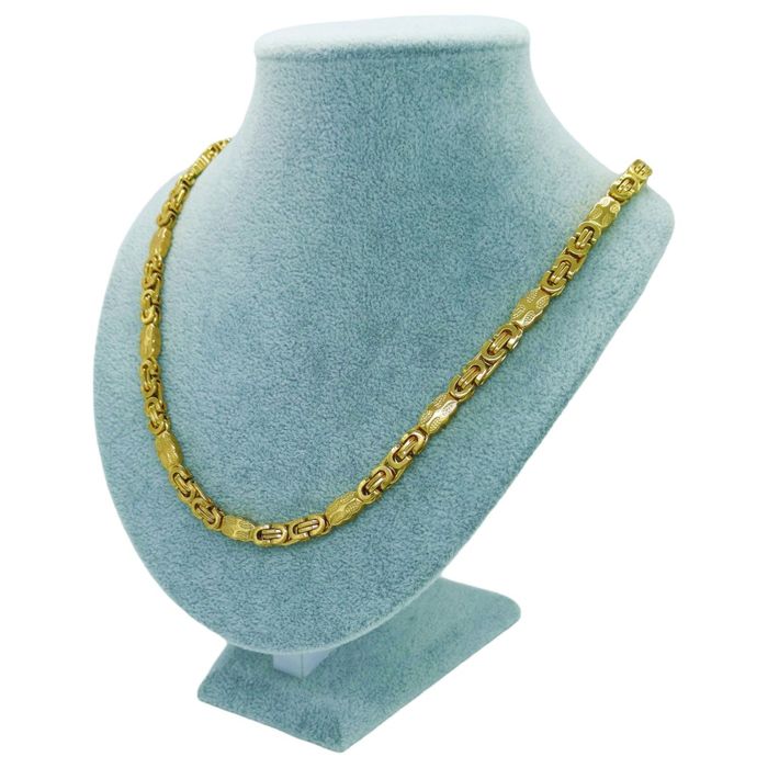 Złoty komplet męski łańcuszek i bransoletka splot królewski stal 316L