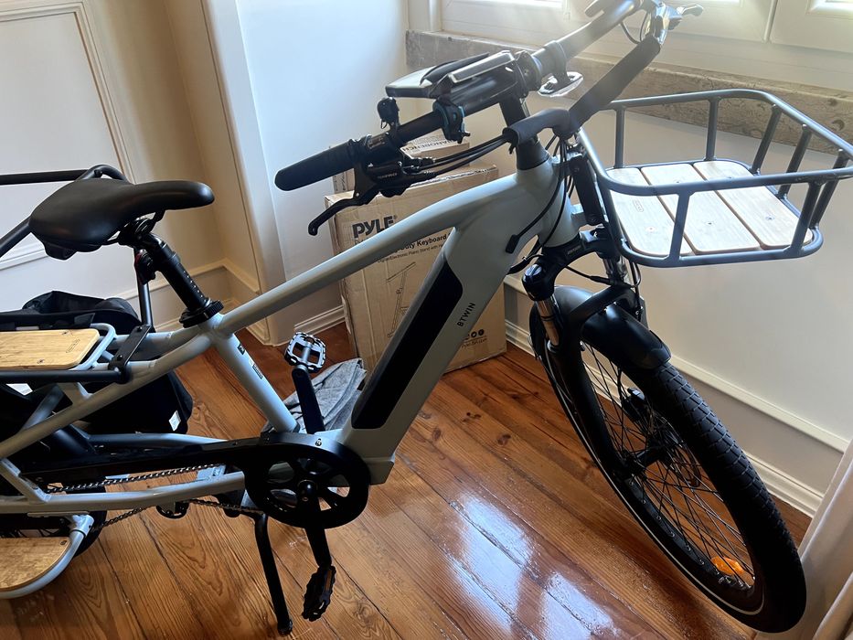 btwin bicicleta eletrica de carga traseira longtail