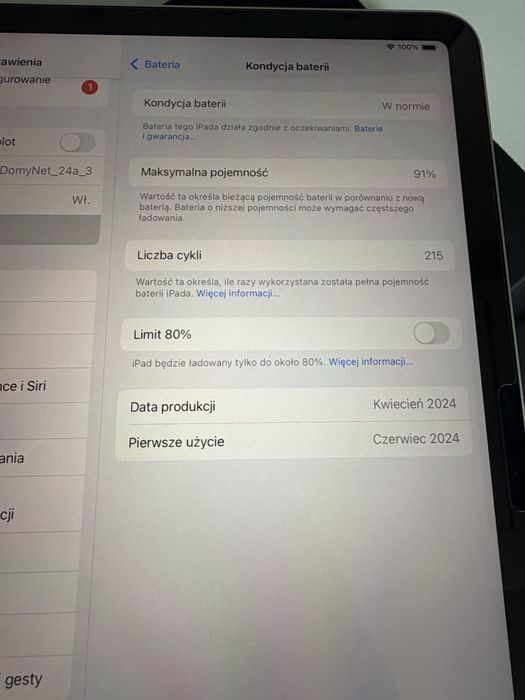 Bateria 91% iPad Air 11” M2 128gb Silver WiFi + Pisak Baseus